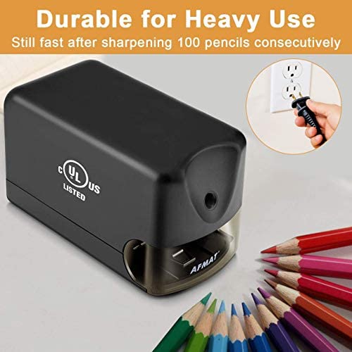 AFMAT Electric Pencil Sharpener, Heavy Duty Classroom Pencil Sharpeners for  6.5-8mm No.2/Colored Pencils, UL Listed Industrial Pencil Sharpener  w/Stronger Helical Blade, Best School Pencil Sharpener